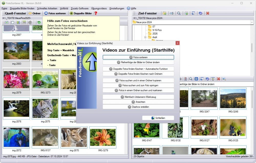 Programm Bilder sortieren